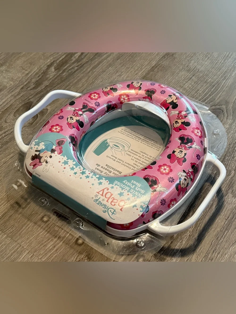 Disney Minnie Mouse Pink Floral Cushioned Soft Potty Bathroom Toilet Seat